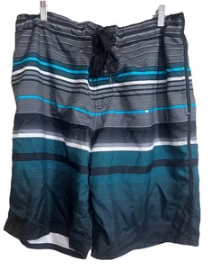 OP Ocean Pacific Mens Surfer Blue Striped Board Swim Shorts Sz L 36-38 Lined - Picture 1 of 7