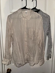 Lot Of 2 Women's Dress Shirt"H&M Beige Linen" & “7th Avenue Black & White”size S - Picture 1 of 23