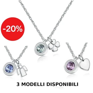 Sagapò Collana Donna Acciaio con Cuore Quadrifoglio Angelo Girocollo e cristallo - Foto 1 di 6