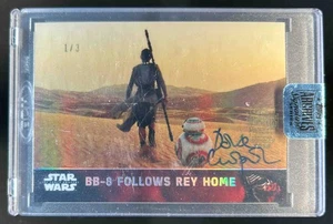 2018 Topps Archives BB-8 Follows Rey Home Star Wars Chrome Authentic Auto #1/3 - Picture 1 of 2
