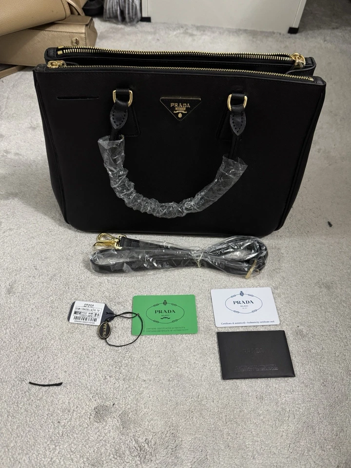 Prada Saffiano Lux Double Zip Tote Black – Brand New w/ Tags & Authenticity Card - Image 1 of 4