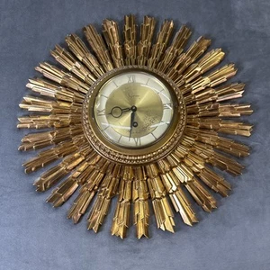 Vintage MCM Syroco Sunburst 8-day Clock 16" Not Working Benefits Charity FS - Picture 1 of 8