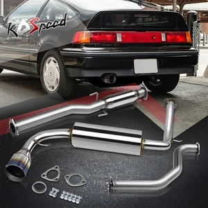 4.5" BURNT TIP MUFFLER CAT BACK EXHAUST SYSTEM FOR 88-91 HONDA CRX ED8 ED9 - Picture 1 of 5