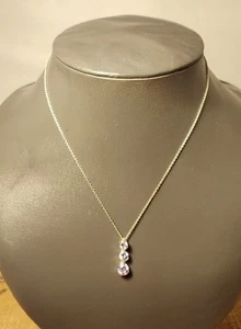 Marsala Sterling & Cubic Zirconia Purple Tint Pendant 18" Chain Necklace 925  - Picture 1 of 11