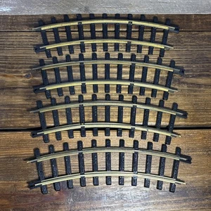 Set 4 NEW BRIGHT Brass Colored 13.5” Curved Tracks 473T-2 Black 1994 Train No. 3 - Picture 1 of 7
