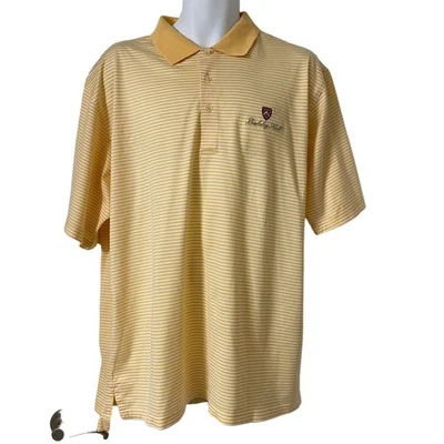 Fairway & Greene Golf Polo Shirt Mens L Yellow Stripe Berkeley Hall Bluffton SC - Image 1 of 4