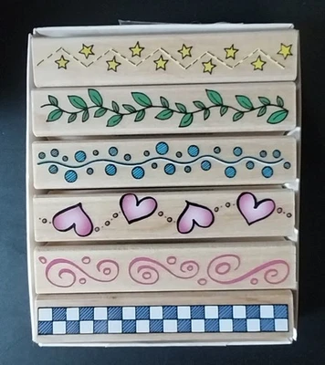 Juego de estampillas de goma Hero Arts Sensible Borders vintage 1999 LL482 Foto 1 de 3