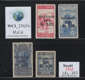 WC1_27454. VENEZUELA. Raro 1943 embalaje original set. Sc.384-387. MNH - Imagen 1 de 1