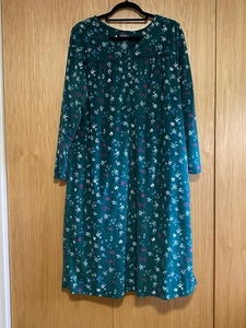 Croft & Barrow Ladies Long Sleeve Dark Green Floral Fleece Nightgown Size Large - Picture 1 of 7