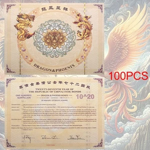 100 pezzi drago cinese e fenice cento quintilioni certificati carta UV - Foto 1 di 5
