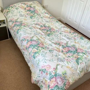 Vintage Laura Ashley Quilt Floral Imogene Rose Pink Stripe Reversible Single - Picture 1 of 20