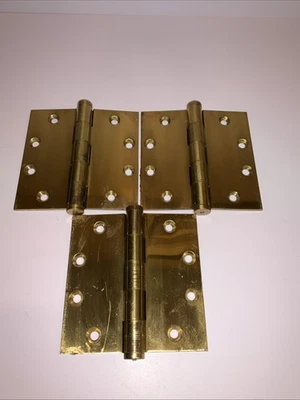 [3 Bisagras] BISAGRAS 4 1/2” X 4 1/2” LATÓN PULIDO ¡BONITAS! Foto 1 de 4
