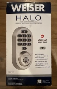 Weiser Halo Touchpad Wi-Fi Smart Lock Keyless Entry Deadbolt Satin Nickel New - Bild 1 von 5