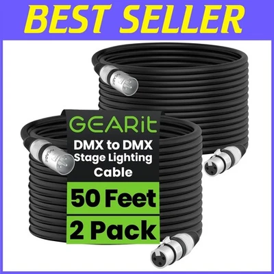 Premium 50ft DMX to DMX Cable - Heavy-Duty 3-Pin XLR for Superior Signal - Image 1 of 4