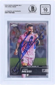 Lionel Messi Inter Miami CF Signed 2023 Topps Chrome MLS #58 BAS 10 Card - Picture 1 of 2