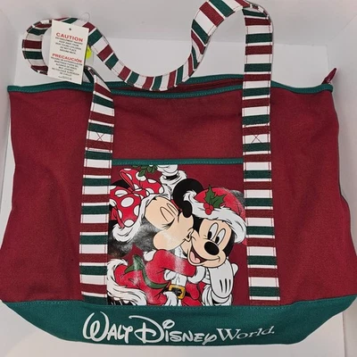 Bolso de Mano de Navidad Walt Disney World Mickey & Minnie Mouse con Cremallera Nuevo con Etiquetas Foto 1 de 4