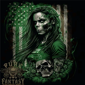 Camiseta Verde Zombie Mujer EE. UU. Bandera San Patricio Día Hombre 100% Algodón - Imagen 1 de 3