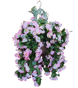 Cesta colgante artificial plantas arrastre flores hierba jardín rosa helecho hiedra - Imagen 1 de 13