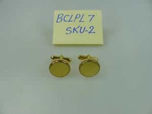 Cufflinks Gold Plated Steel, Round. - Picture 1 of 2