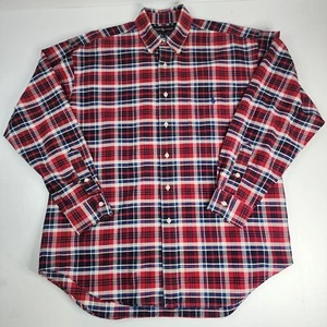 Ralph Lauren Big Shirt Red Plaid Oxford Button Shirt Medium M Cotton Pocket - Picture 1 of 9