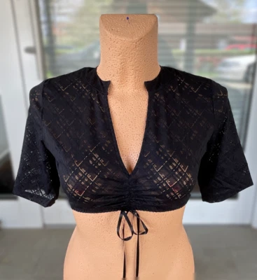 Dirndlbluse Nina von C. Gr. 40 Zugband, schwarz Spitze, 48 463 328 halbarm V - Bild 1 von 4