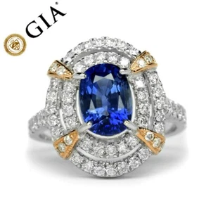 CERTIFIED* Natural Sapphire Ring in 14K WHITE GOLD 3.09ct & 1.036ct 66p G/VS Dia - Picture 1 of 8
