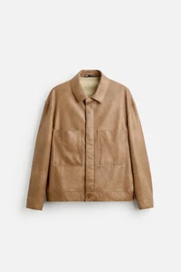 New Zara Faux Leather Overshirt Jacket 5070/540 Brown M coat shirt blazer jeans - Picture 1 of 7