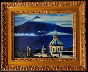 Signed Framed Original Impressionist Oil Painting - Church of the Jordan-Otavalo - Picture 1 of 7