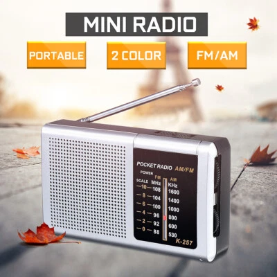Mini Portable Radio Battery Powered Pocket AM FM Receiver 2 Band Player Speaker - Image 1 of 4
