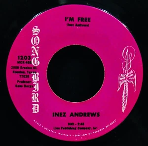 INEZ ANDREWS~I'm Free+Lord Don't Move Mountain ✦ Black Gospel 45~SONG BIRD #1203 - Picture 1 of 2