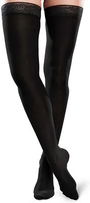 Ease Microfiber Moderate 20-30mmHg Compression Thigh High Socks (Black, Large Lo - Image 1 of 2