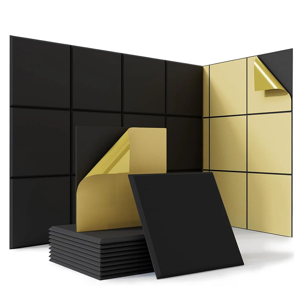 Paquete de 18 72 paneles acústicos autoadhesivos estudio insonorización azulejos de pared Foto 1 de 4