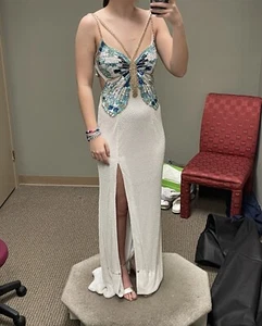 Sherri Hill Long Butterfly Dress Style #54836 Ivory/Multi Size 2 - Picture 1 of 2