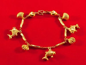Charm Bracelet 18k Solid Yellow Gold Stamped 750 Bold 12 Grams 7.25 Inches - Picture 1 of 2