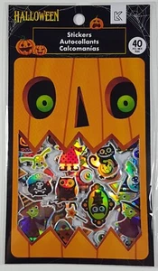 Foil Puffy Halloween Stickers Spooky Pumpkins Jack O Lantern Bat Cats Witch - Bild 1 von 2