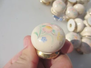 Vintage Ceramic Drawer Handles Knobs Cupboard Pulls Old Retro Dresser Floral x23 - Picture 1 of 11