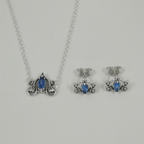 Orecchini Pandora ALE S925 Cenerentola Zucca Coach Blu + Set Collana 45CM
