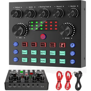 *V8S External Sound Card with Bluetooth For Live Streaming Audio Mixer Broadcast - Picture 1 of 21