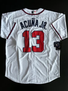 Ronald Acuna Jr #13 Men's Atlanta Braves White Flex Baseball Jersey 2XL - NWT - Picture 1 of 3