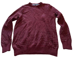 Tommy Hilfiger Mens Crew Neck Sweater Sz L Maroon Cotton Nylon Wool - Picture 1 of 7