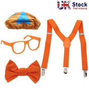 Be Like Blippi Dress up! Role play New Costume Hat Glasses Suspenders Bow Tie - Picture 1 of 12
