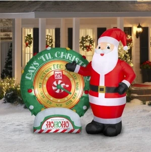 Holiday Time Santa Inflatable Animated Countdown To Christmas 7 Ft Clock Spins - Picture 1 of 15