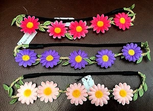 3x Daisy Garland Flower Headband Festival Christening Wedding or Sold as Single - Picture 1 of 8