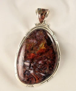 Pietersite Sterling Silver .925 Natural Handmade Custom Pendant Inlaid Bail - Picture 1 of 6