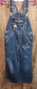 VTG Y2K 2001 Harry Potter Girls Sparkly Denim Embroidered Bib Overalls Size 7/8 - Picture 1 of 7