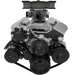 Small Block Chevy Serpentine Conversion Long Water Pump March SBC 350 383 BLACK - Foto 1 di 5