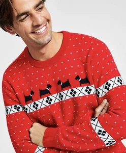 Charter Club Sweater Men’s Size Small Scottie Dog Holiday - Picture 1 of 8