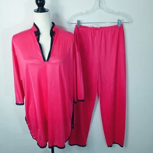 Vintage Vassarette PJ Lounge Set "Satinessences" Mandarin Style Pink Größe Medium - Bild 1 von 10