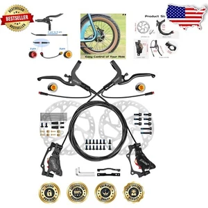 Durable 4-Piston Hydraulic Disc Brake Set for E-Bikes - Enhanced Stopping Power - Picture 1 of 10