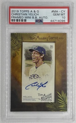 2019 Topps Allen & Ginter Christian Yelich #MA-CY Framed Mini B.B. Auto PSA 10 - Image 1 of 2